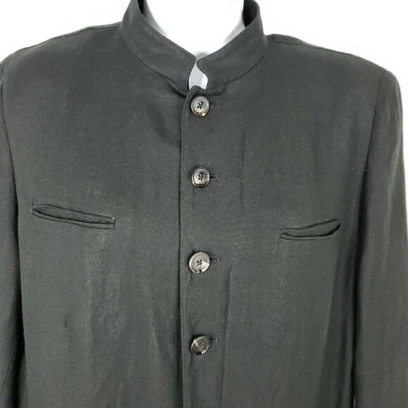 Ralph Lauren Collection Jackets & Blazers - Ralph Lauren Black Label Linen Jacket Blazer 14 Mandarin Collar Made USA